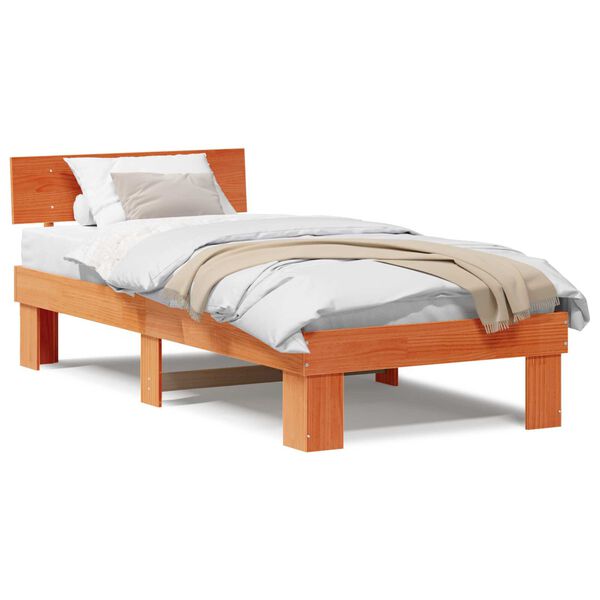 vidaXL Σκελετός Κρεβατιού Καφέ κεριού 90 x 190 cm Συμπαγές ξύλο πεύκου