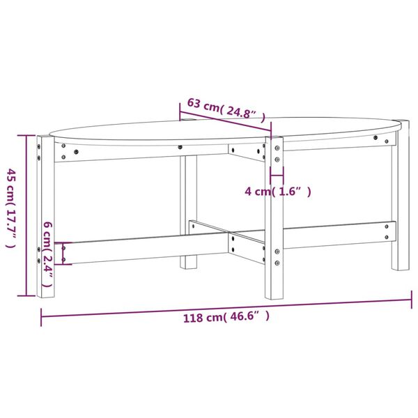 vidaXL Τραπεζάκι Σαλονιού Γκρι 118x63x45 εκ. από Μασίφ Ξύλο Πεύκου