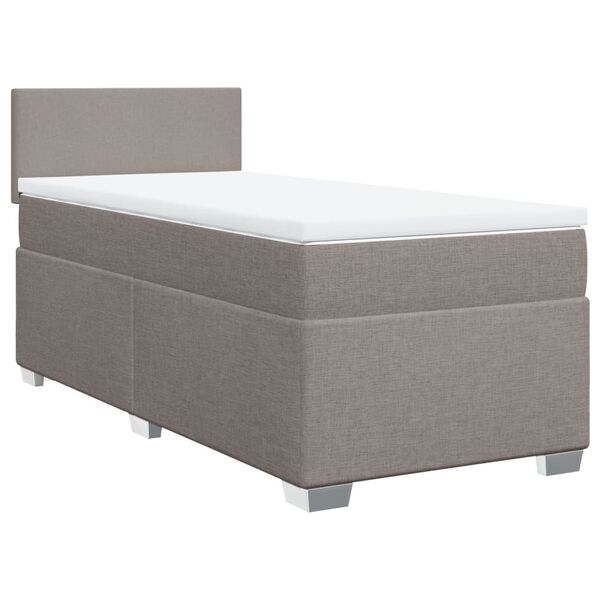 vidaXL Κρεβάτι Boxspring με Στρώμα Taupe 100 x 200 εκ. Υφασμάτινο