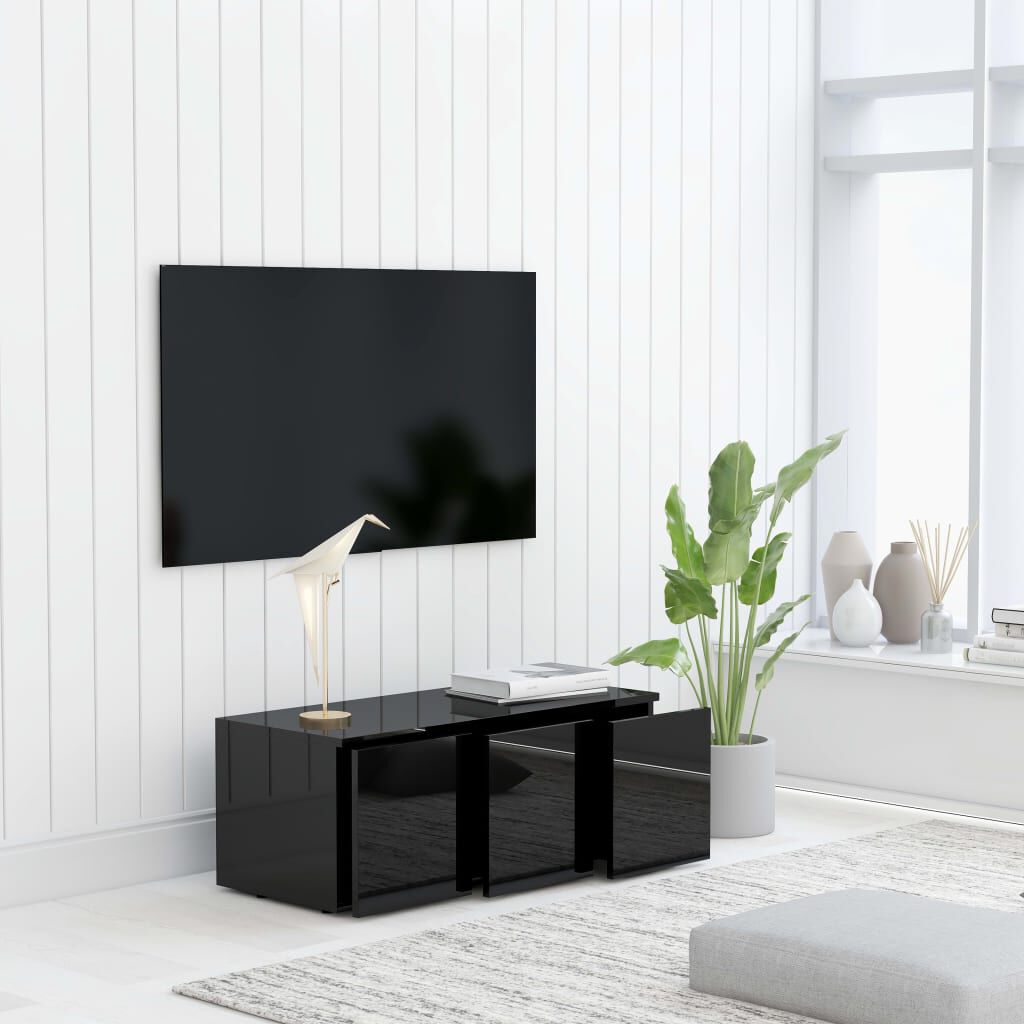 vidaXL Έπιπλο Τηλεόρασης Γυαλιστερό Μαύρο 80x34x30 εκ. Επεξ. Ξύλο