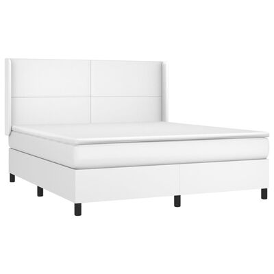 vidaXL Κρεβάτι Boxspring με Στρώμα Λευκό 180x200 εκ. Συνθετικό Δέρμα