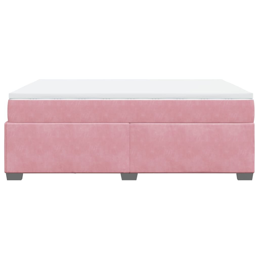 vidaXL Κρεβάτι Boxspring με Στρώμα Ροζ 140x200 εκ. Βελούδινο