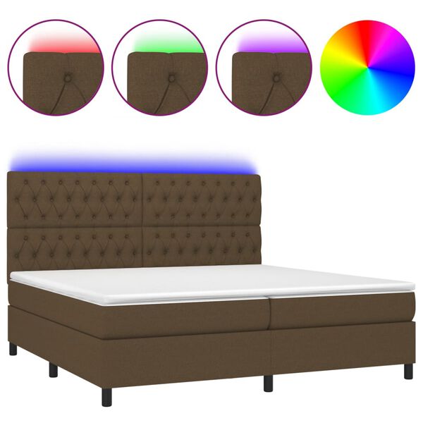 vidaXL &Kappa;&rho;&epsilon;&beta;ά&tau;&iota; Boxspring &mu;&epsilon; &Sigma;&tau;&rho;ώ&mu;&alpha; & LED &Sigma;&kappa;.&Kappa;&alpha;&phi;έ 200x200&epsilon;&kappa;. &Upsilon;&phi;&alpha;&sigma;&mu;ά&tau;&iota;&nu;&omicron;