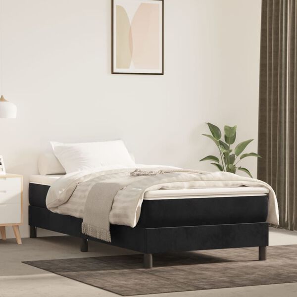 vidaXL &Kappa;&rho;&epsilon;&beta;ά&tau;&iota; Boxspring &mu;&epsilon; &Sigma;&tau;&rho;ώ&mu;&alpha; &Mu;&alpha;ύ&rho;&omicron; 90x190 &epsilon;&kappa;. &Beta;&epsilon;&lambda;&omicron;ύ&delta;&iota;&nu;&omicron;