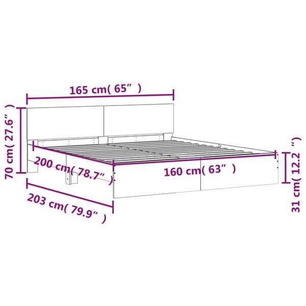 vidaXL Πλαίσιο Κρεβατιού με Κεφαλάρι Λευκό 160x200 εκ.