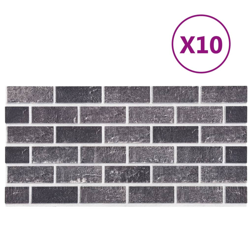 vidaXL Πάνελ Τοίχου 3D 10 τεμ. Σχέδιο Τούβλα Μαύρο & Γκρι EPS