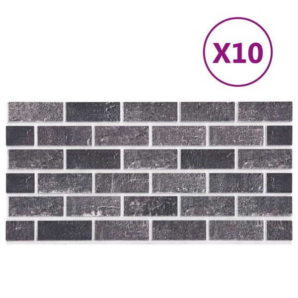 vidaXL Πάνελ Τοίχου 3D 10 τεμ. Σχέδιο Τούβλα Μαύρο & Γκρι EPS