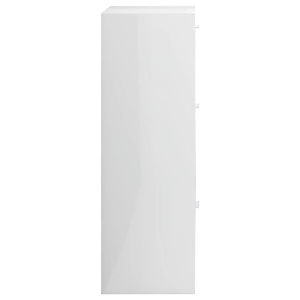 vidaXL Ραφιέρα με Ντουλάπια Γυαλιστ. Λευκό 60x29,5x90 εκ. Επεξ. Ξύλο