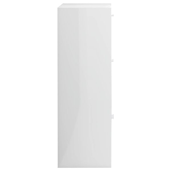 vidaXL Ραφιέρα με Ντουλάπια Γυαλιστ. Λευκό 60x29,5x90 εκ. Επεξ. Ξύλο