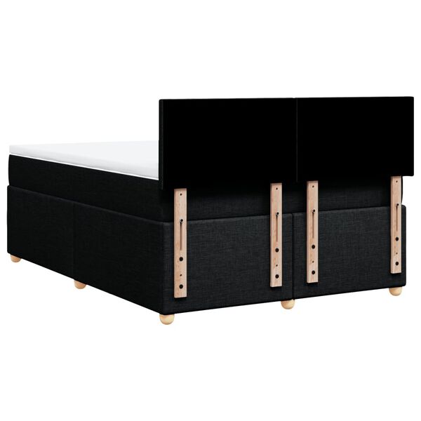 vidaXL Κρεβάτι Boxspring με Στρώμα Μαύρο 140x190 εκ. Υφασμάτινο