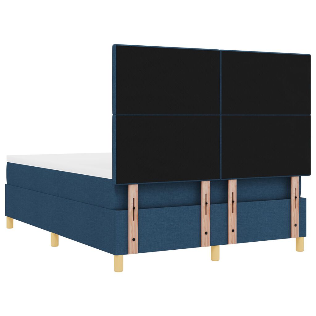 vidaXL Κρεβάτι Box Spring με Στρώμα Μπλε 140x190 εκ Ύφασμα