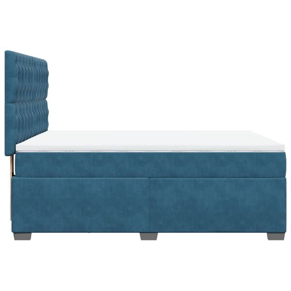 vidaXL Κρεβάτι Boxspring με Στρώμα Μπλε 140x190 εκ. Βελούδινο