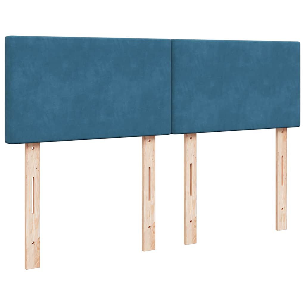 vidaXL Κρεβάτι Boxspring με Στρώμα Μπλε 140x190 εκ. Βελούδινο