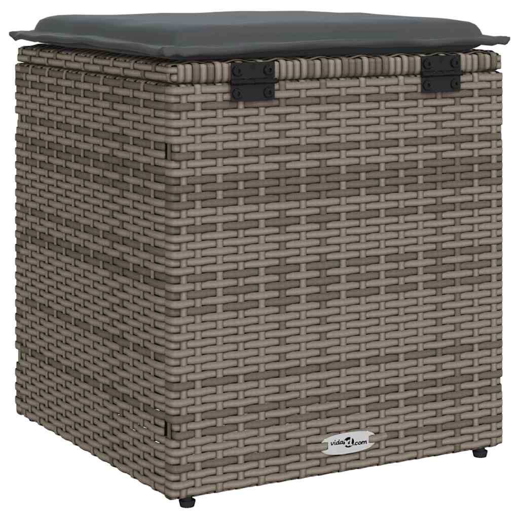 vidaXL σκαμπό κήπου με μαξιλάρια 2 τεμάχια Γκρι 40x40x43 cm