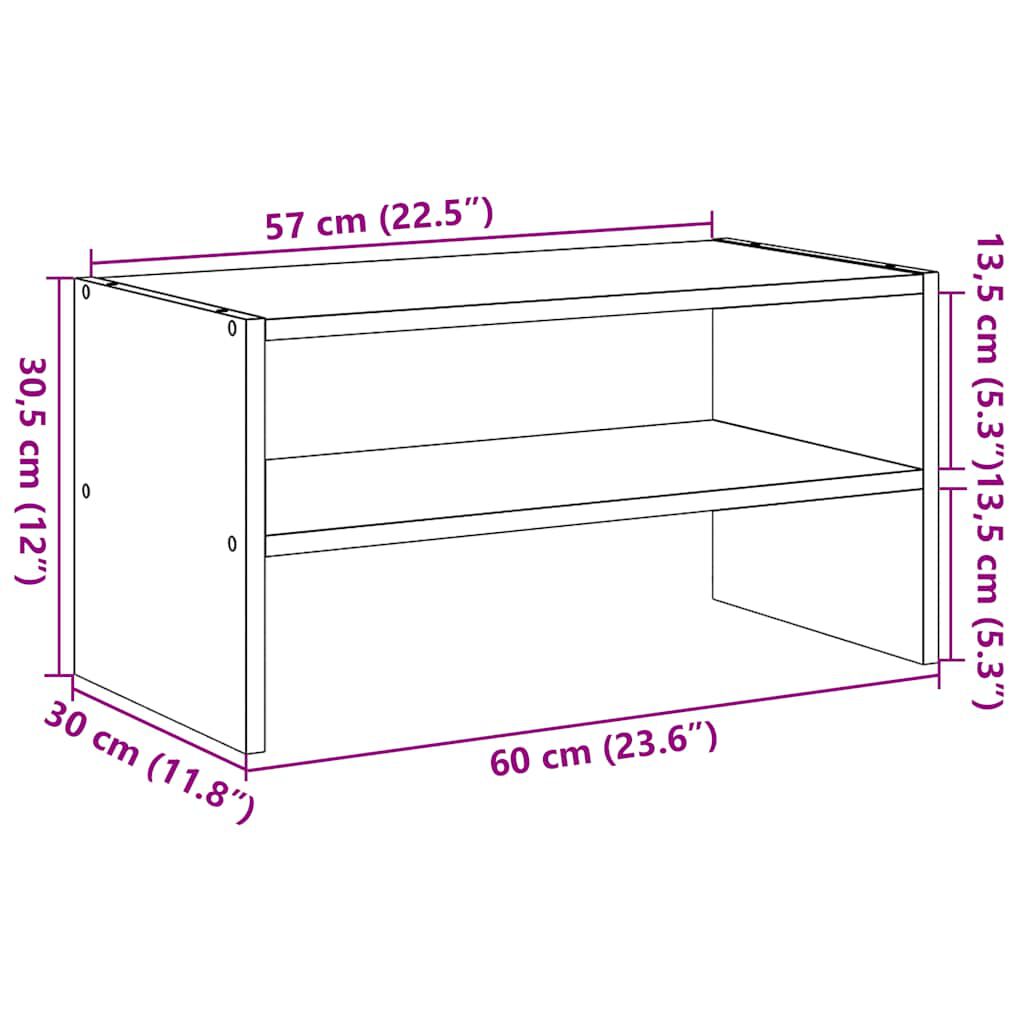 vidaXL Ράφι παπουτσιών στοιβαζόμενο λευκό 60x30x30,5 cm