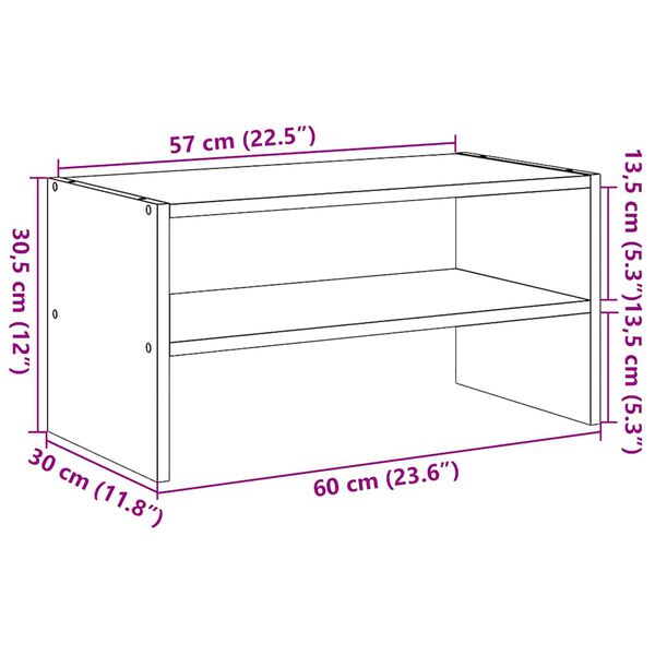vidaXL Ράφι παπουτσιών στοιβαζόμενο λευκό 60x30x30,5 cm