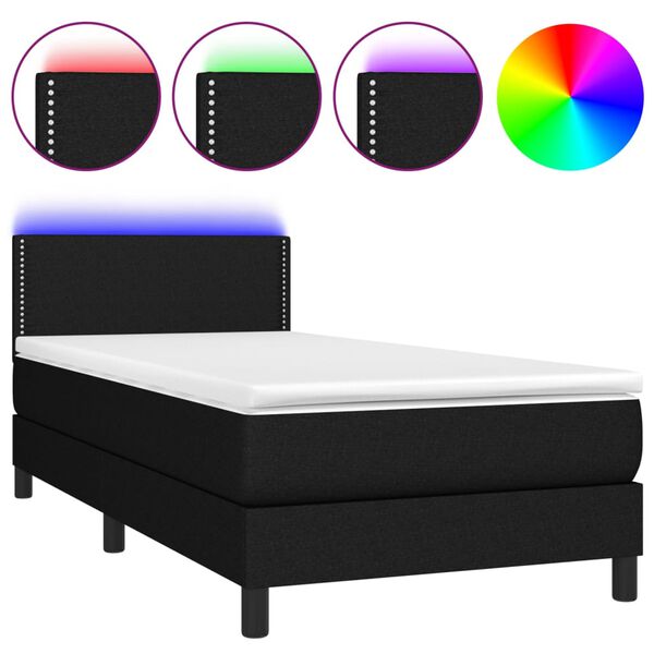 vidaXL &Kappa;&rho;&epsilon;&beta;ά&tau;&iota; Boxspring &mu;&epsilon; &Sigma;&tau;&rho;ώ&mu;&alpha; & LED &Mu;&alpha;ύ&rho;&omicron; 100x200 &epsilon;&kappa;. &Upsilon;&phi;&alpha;&sigma;&mu;ά&tau;&iota;&nu;&omicron;