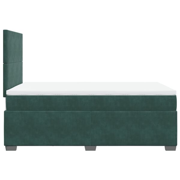 vidaXL Κρεβάτι Boxspring με Στρώμα Σκούρο Πράσινο 120x190εκ. Βελούδινο