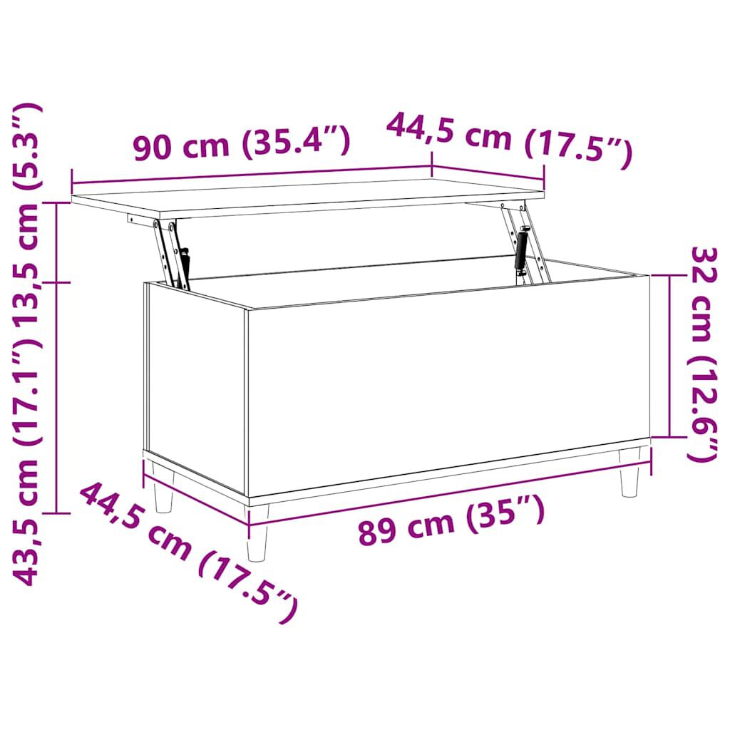 vidaXL Τραπεζάκι Σαλονιού Καφέ Δρυς 90x44,5x45 εκ. Επεξεργασμένο Ξύλο
