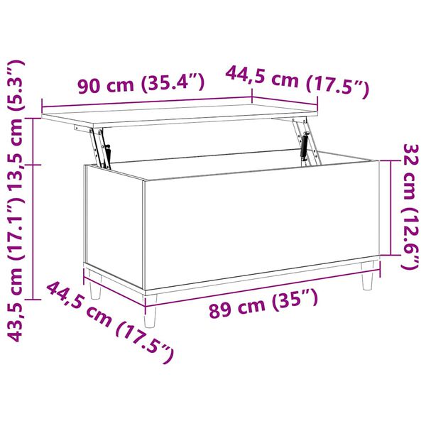 vidaXL Τραπεζάκι Σαλονιού Καφέ Δρυς 90x44,5x45 εκ. Επεξεργασμένο Ξύλο