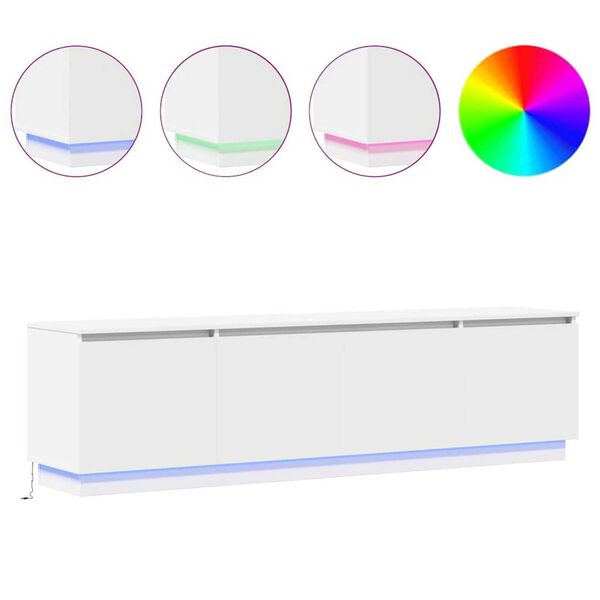 vidaXL Βιτρίνα τηλεόρασης με LED Λευκό 180 x 38 x 49 εκ