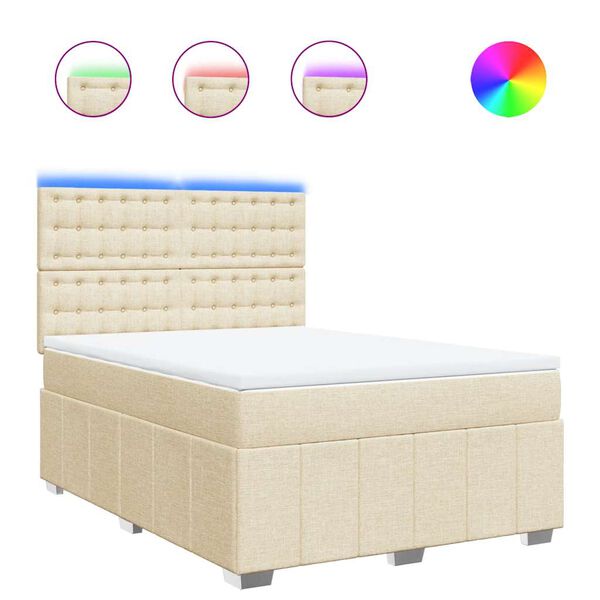 vidaXL &Kappa;&rho;&epsilon;&beta;ά&tau;&iota; Boxspring &mu;&epsilon; &Sigma;&tau;&rho;ώ&mu;&alpha; &Kappa;&rho;&epsilon;&mu; 140x190 &epsilon;&kappa;. &Upsilon;&phi;&alpha;&sigma;&mu;ά&tau;&iota;&nu;&omicron;