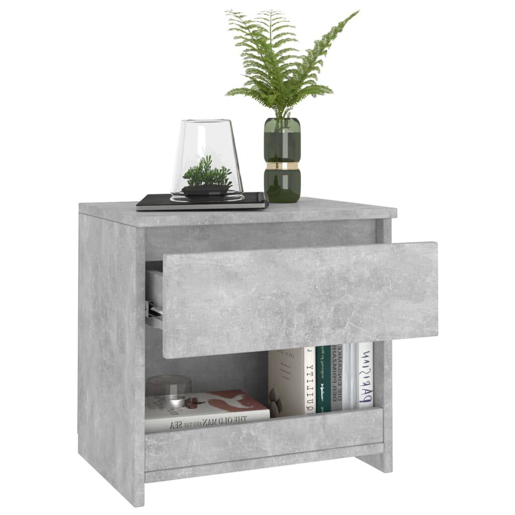 vidaXL Κομοδίνα 2 τεμ. Γκρι Σκυροδέματος 40 x 30 x 39 εκ. Επεξ. Ξύλο