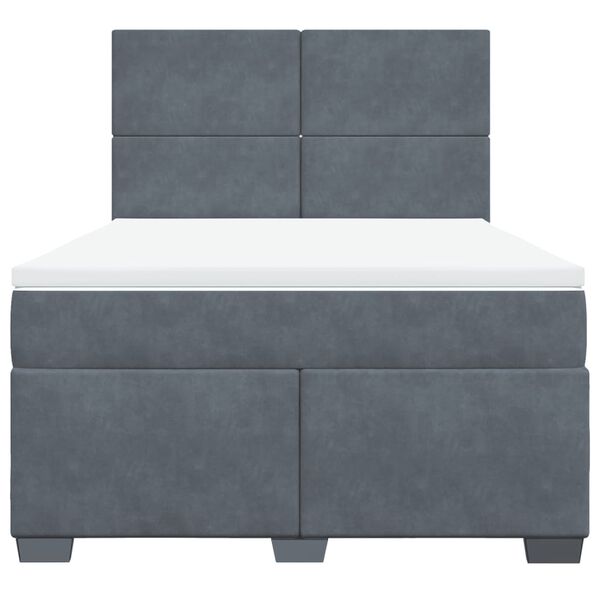 vidaXL Κρεβάτι Boxspring με Στρώμα Σκούρο Γκρι 140x190 εκ. Βελούδινο