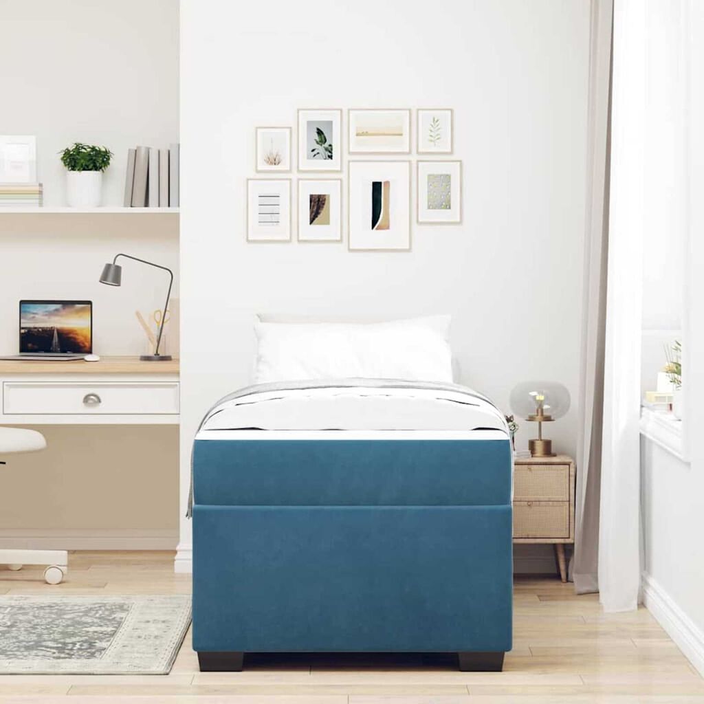 vidaXL Σκελετός Κρεβατιού Άλλο Σκούρο Μπλε 90 x 190 cm Βελούδο