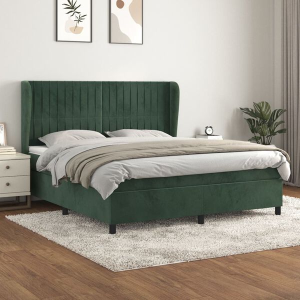 vidaXL &Kappa;&rho;&epsilon;&beta;ά&tau;&iota; Boxspring &mu;&epsilon; &Sigma;&tau;&rho;ώ&mu;&alpha; &Sigma;&kappa;&omicron;ύ&rho;&omicron; &Pi;&rho;ά&sigma;&iota;&nu;&omicron; 180x200&epsilon;&kappa;. &Beta;&epsilon;&lambda;&omicron;ύ&delta;&iota;&nu;&omicron;