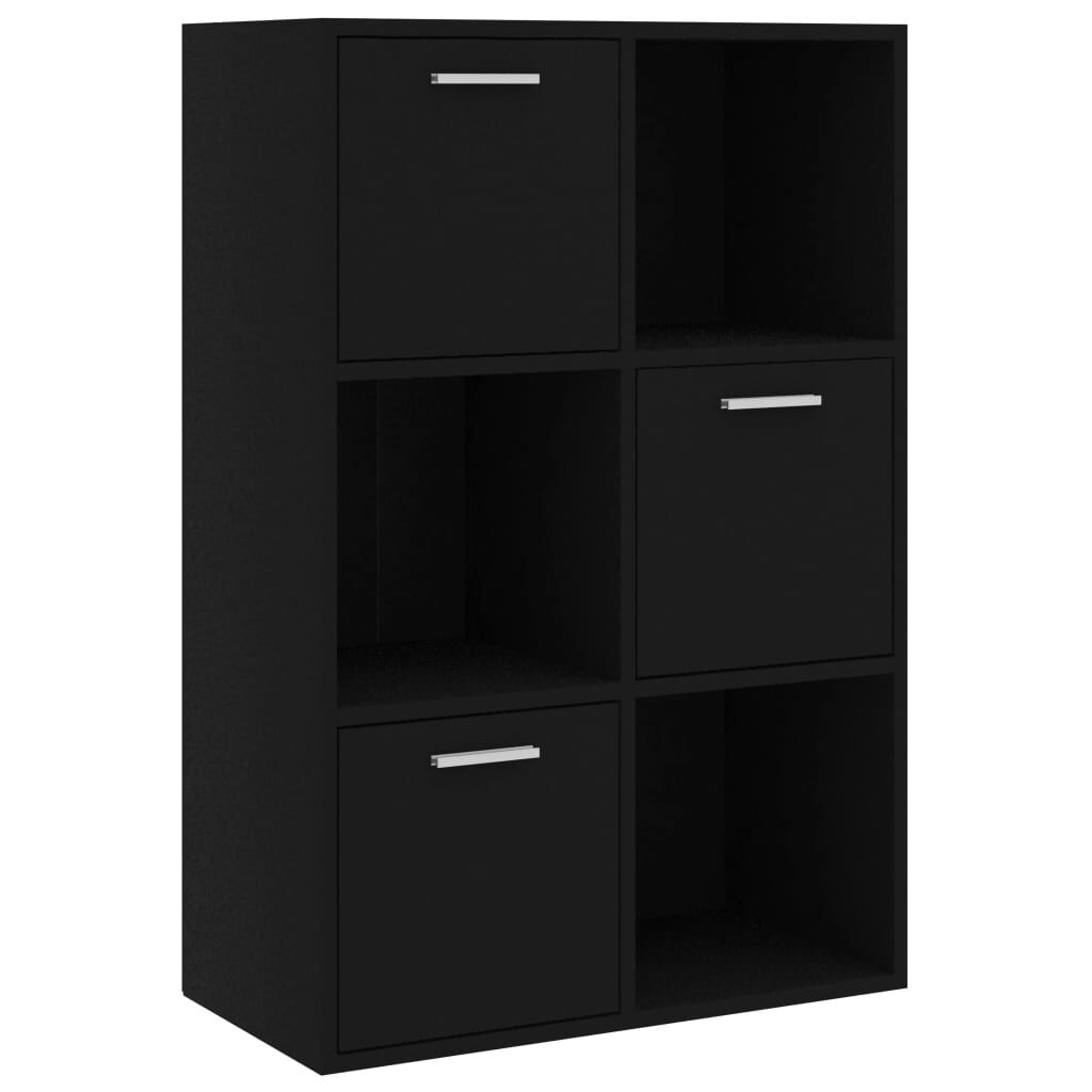 vidaXL Ραφιέρα με Ντουλάπια Μαύρη 60 x 29,5 x 90 εκ. από Επεξ. Ξύλο