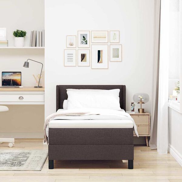 vidaXL Κρεβάτι box spring με στρώμα με στρώμα Σκούρο Καφέ 80 x 200 cm