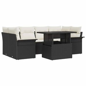 vidaXL &Sigma;&epsilon;&tau; &Kappa;&alpha;&nu;&alpha;&pi;έ &Kappa;ή&pi;&omicron;&upsilon; &mu;&epsilon; &mu;&alpha;&xi;&iota;&lambda;ά&rho;&iota; 7 pcs &Mu;&alpha;ύ&rho;&omicron; &Pi;&omicron;&lambda;&upsilon; &rho;ά&tau;&alpha;&nu;