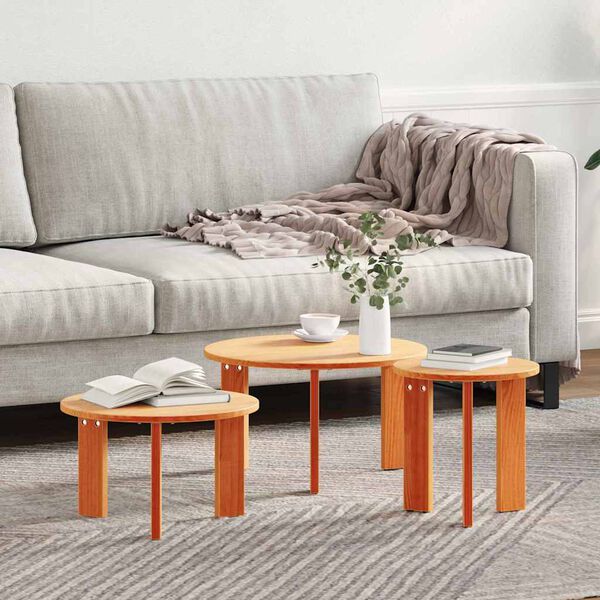 vidaXL Τραπεζάκι σαλονιού 3 pcs Καφέ κεριού 47.5 x 47.5 x 27 εκ.