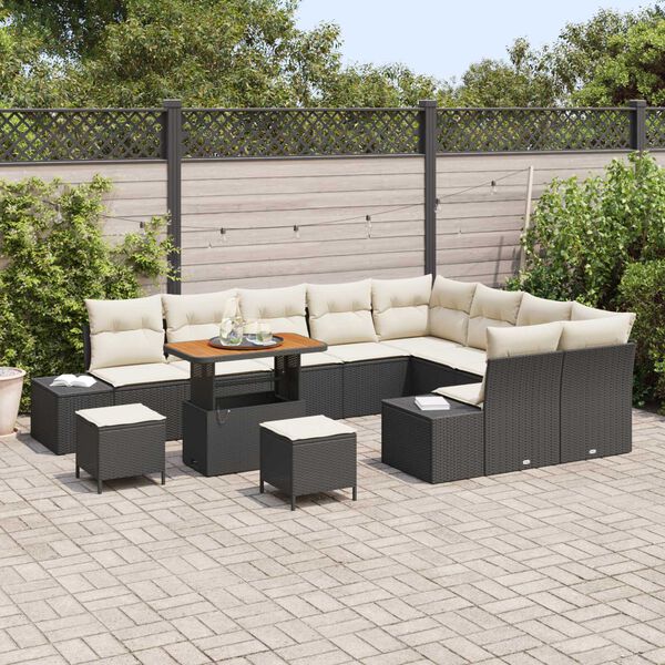 vidaXL Σετ Καναπέ Κήπου με αποθήκευση 12 pcs Μαύρο Πολυ ράταν