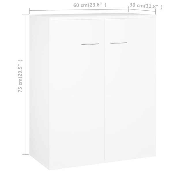 vidaXL Ντουλάπι Λευκό 60 x 30 x 75 εκ. από Επεξεργασμένο Ξύλο