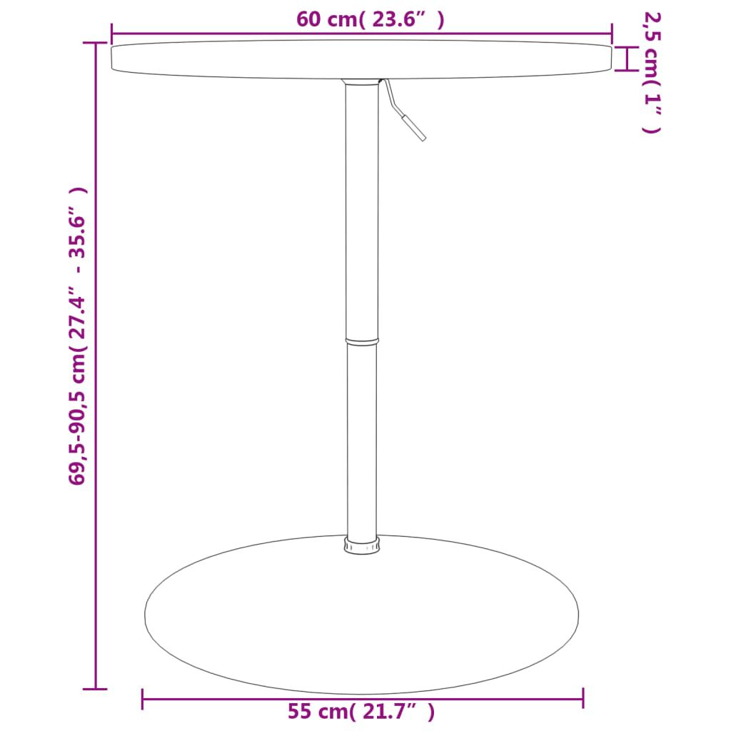 vidaXL Τραπέζι Μπαρ Ø60x90,5 εκ. από Μασίφ Ξύλο Δρυός