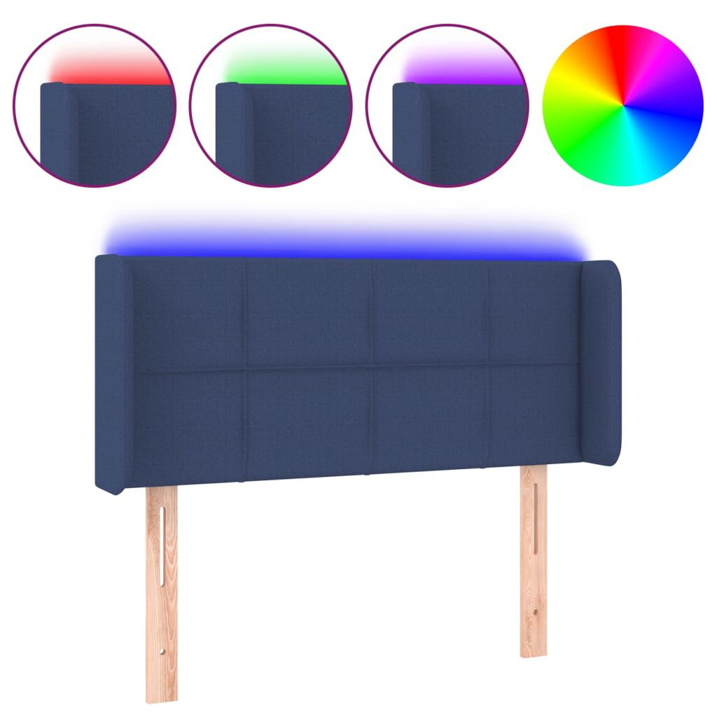 vidaXL Κεφαλάρι Κρεβατιού LED Μπλε 83x16x78/88 εκ. Υφασμάτινο