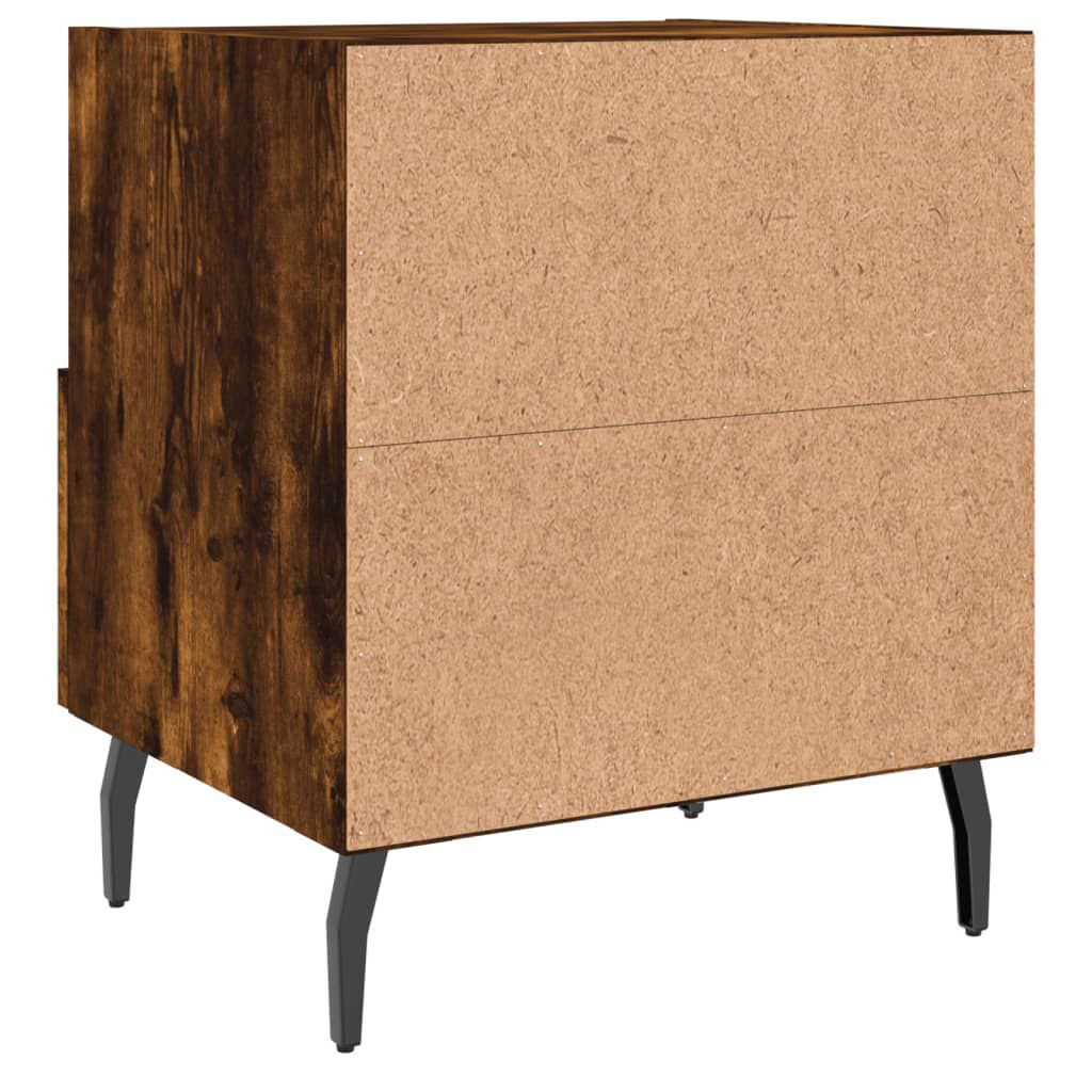 vidaXL Κομοδίνα 2 τεμ. Καπνιστή Δρυς 40 x 35 x 47,5 εκ. Επεξεργ. Ξύλο