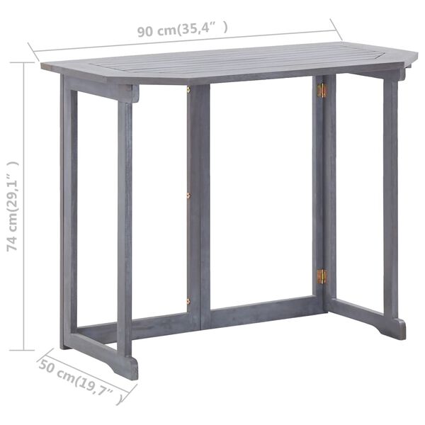vidaXL Τραπέζι Μπαλκονιού Πτυσσόμενο 90x50x74 εκ. Μασίφ Ξύλο Ακακίας