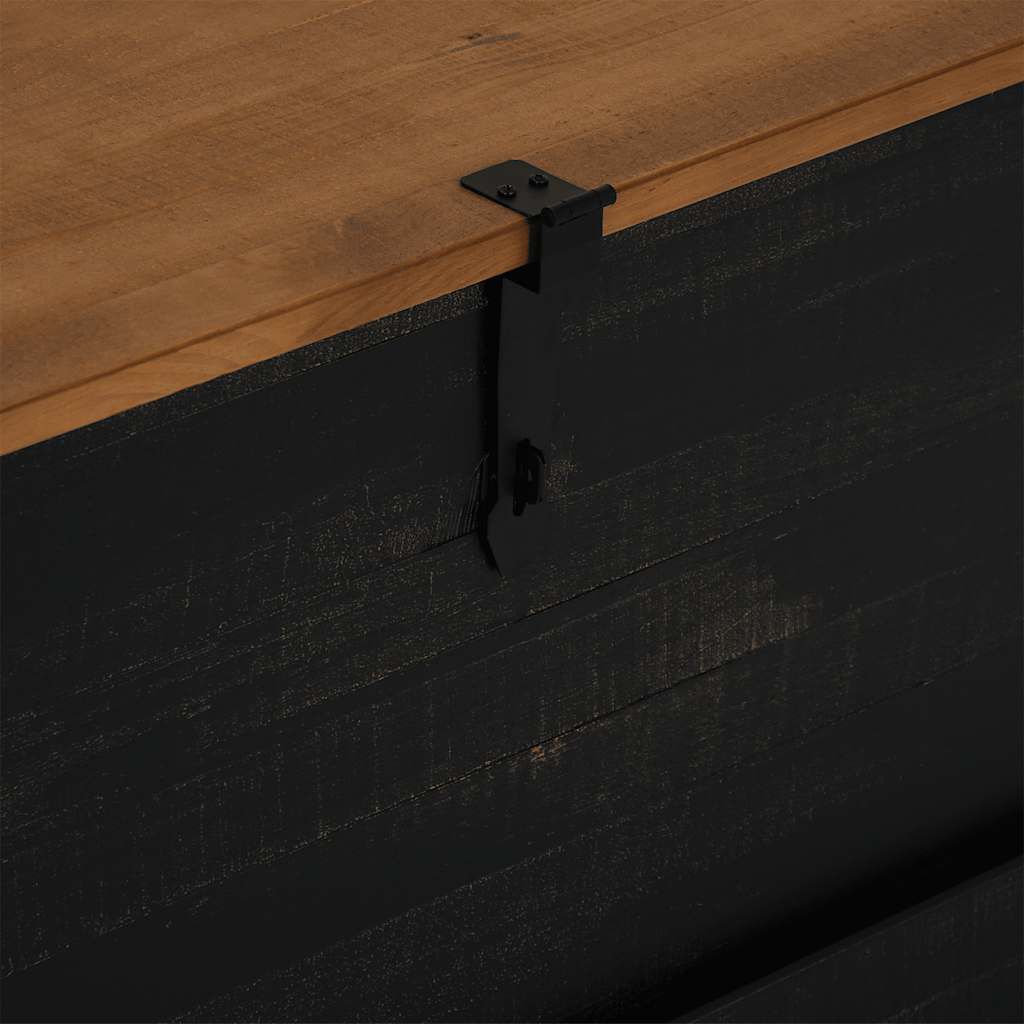 vidaXL Σεντούκι αποθήκευσης HALDEN Μαύρο 91x48x47cm Στερεό ξύλο πεύκου