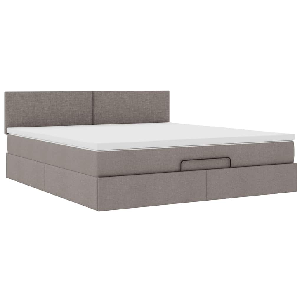 vidaXL Οθωμανικό κρεβάτι με στρώμα Taupe 180x200cm ύφασμα