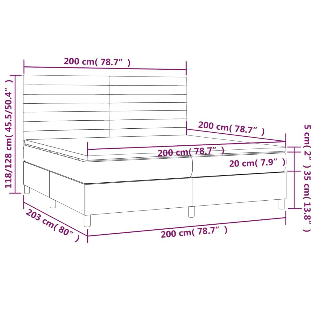 vidaXL Κρεβάτι Boxspring με Στρώμα Taupe 200x200 εκ. Υφασμάτινο
