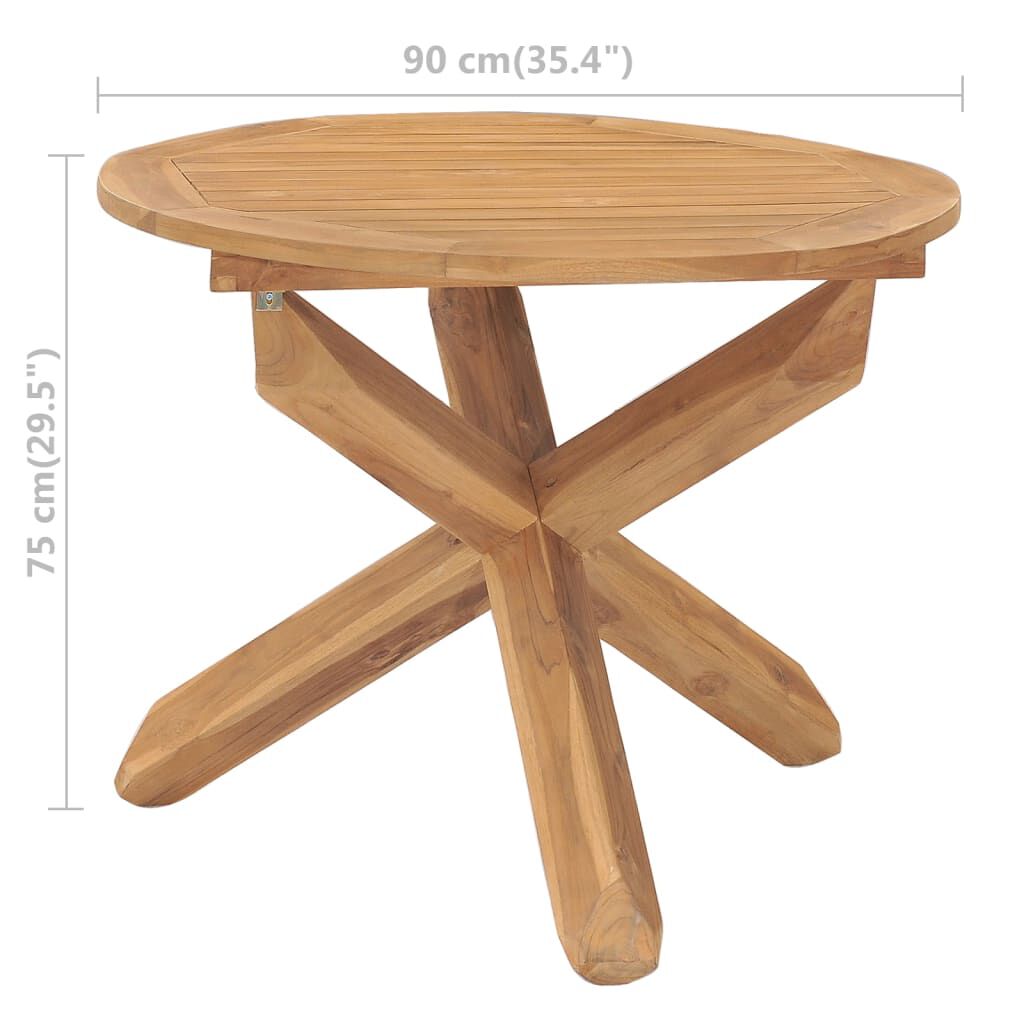 vidaXL Τραπεζαρία Κήπου Ø90 x 75 εκ. από Μασίφ Ξύλο Teak