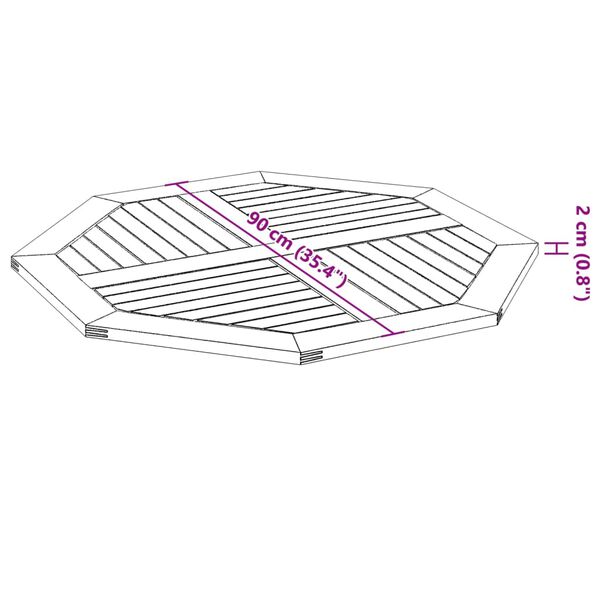 vidaXL Επιφάνεια Τραπεζιού Οκτάγωνη 90x90x2,2 εκ. Μασίφ Ξύλο Ακακίας