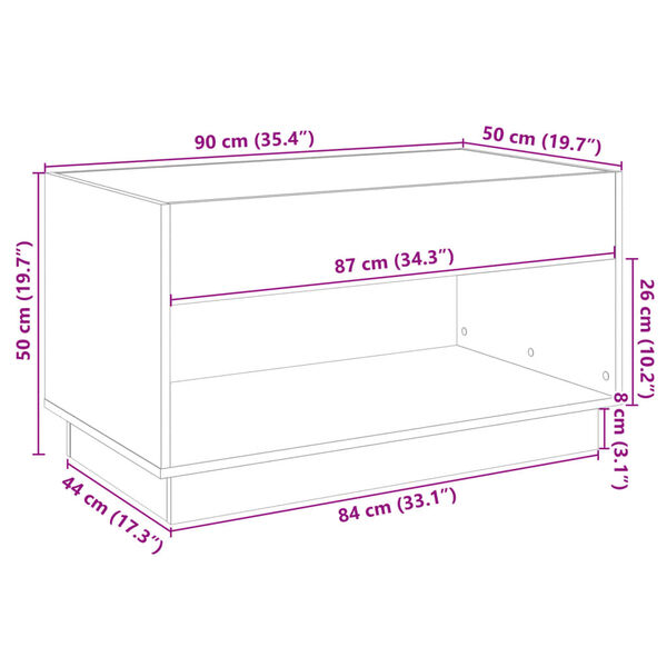 vidaXL Τραπεζάκι Σαλονιού Infinity LED Μαύρο 90x50x50 εκ.