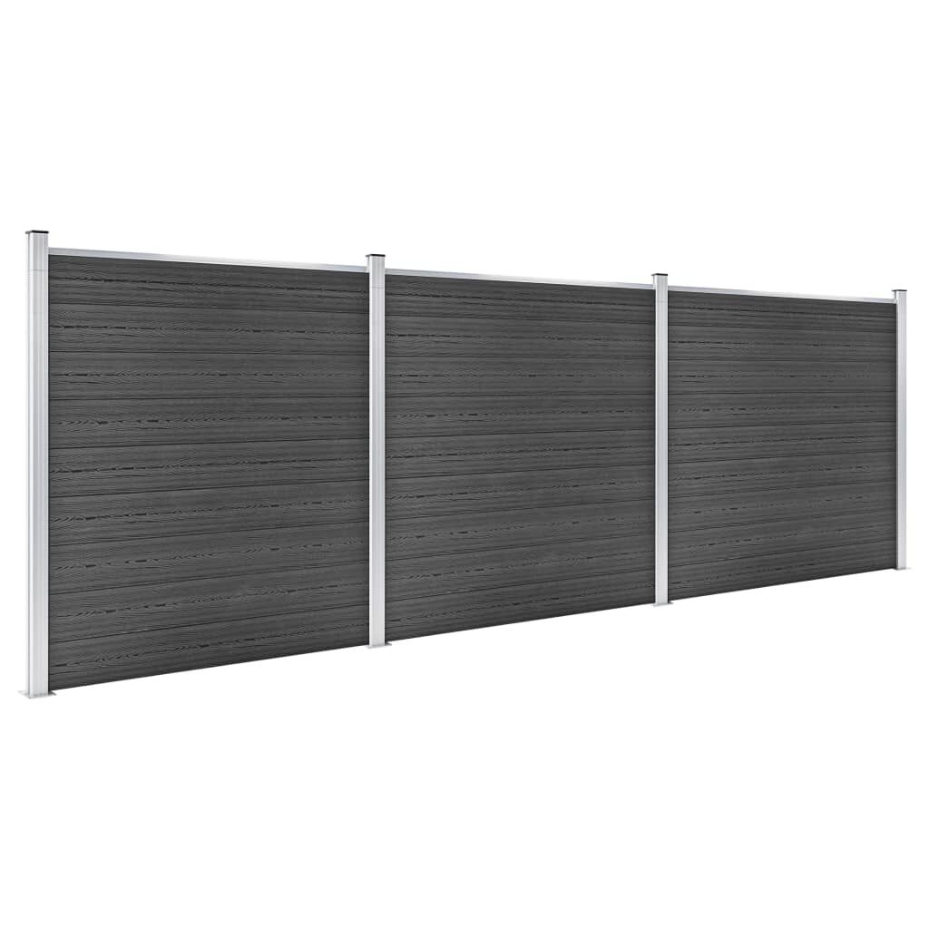 vidaXL Σετ Πάνελ Περίφραξης Μαύρο 526 x 186 εκ. από WPC