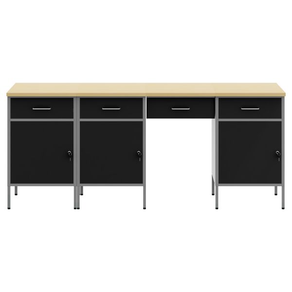 vidaXL Ντουλάπα Εργασίας με συρτάρι 4 pcs Μαύρο 200 x 55 x 85 εκ