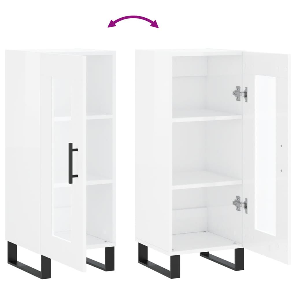 vidaXL Ντουλάπι Γυαλιστερό Λευκό 34,5x34x90 εκ. Επεξεργασμένο Ξύλο