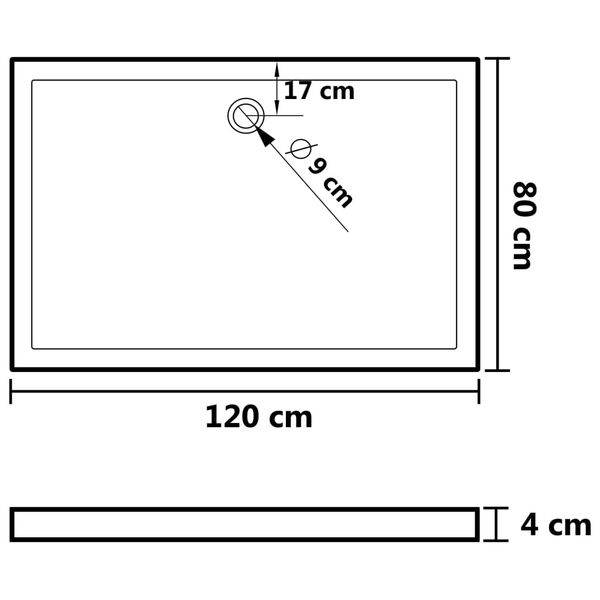 vidaXL Βάση Ντουζιέρας με Σχέδιο Τάπας Λευκή 80 x 120 x 4 εκ. από ABS